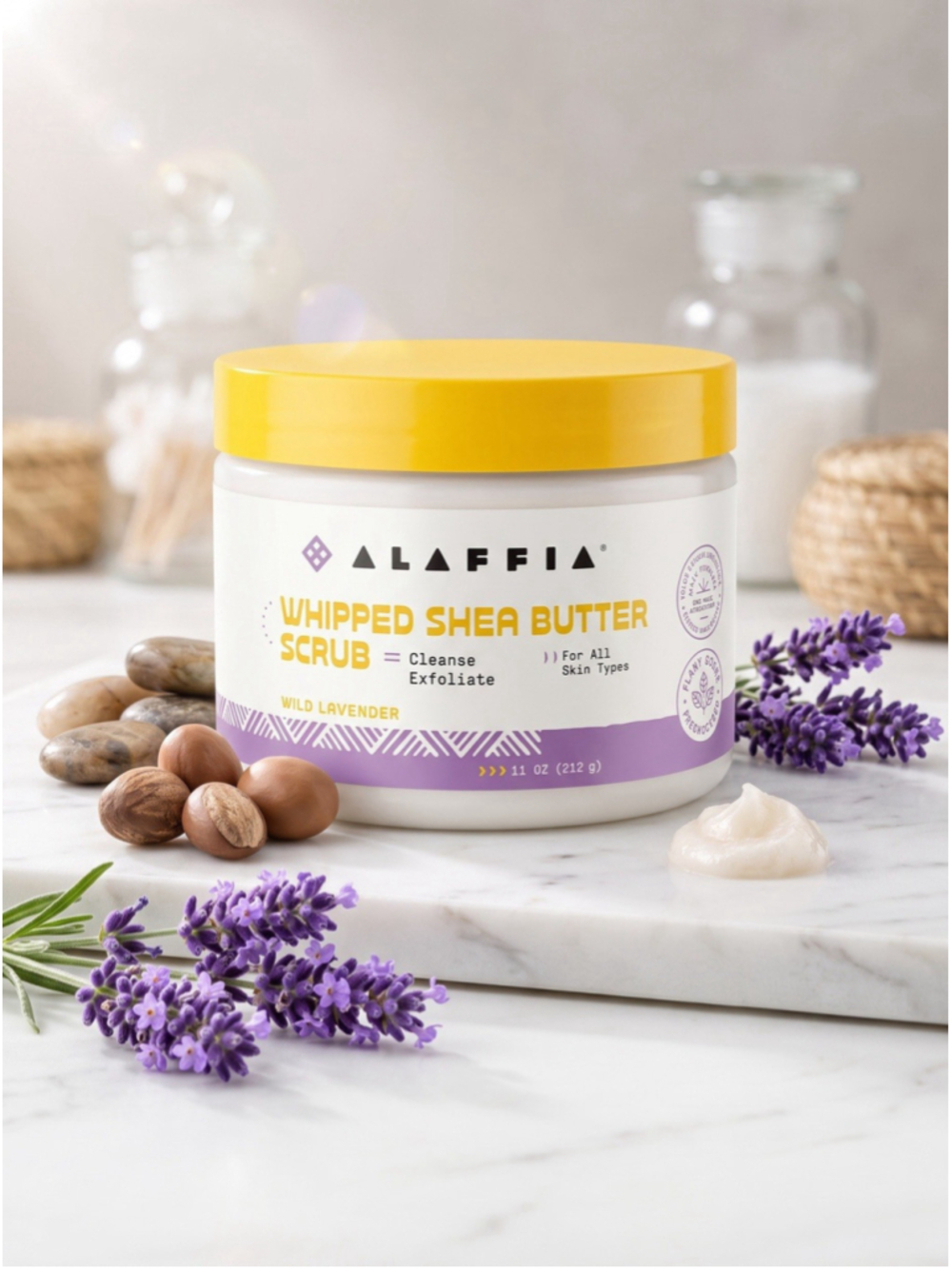 Alaffia Whipped Shea Butter Scrub Wild Lavender 11oz Body Exfoliator NEW
